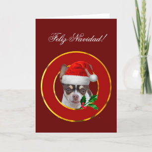 Feliz Navidad chihuahua puppy greeting card