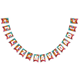 FELIZ NAVIDAD CHRISTMAS COLORFUL RAINBOW BUNTING FLAGS