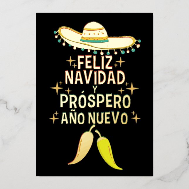 Feliz navidad christmas foil holiday card (Front)
