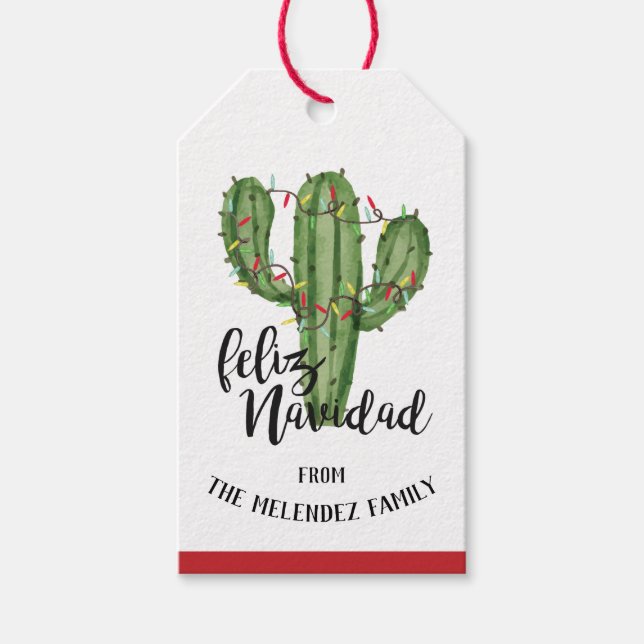 Feliz Navidad Christmas Gift Tags (Front)