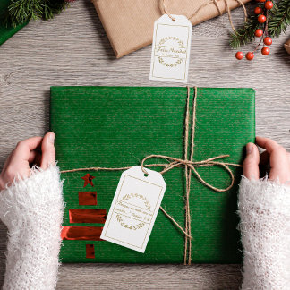 Feliz Navidad Christmas Golden White Isaiah 9:6 Gift Tags