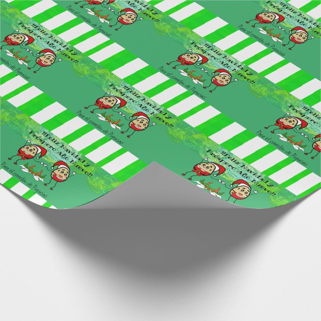 Feliz Navidad Christmas para el Comelón Pupusas Wrapping Paper (Corner)