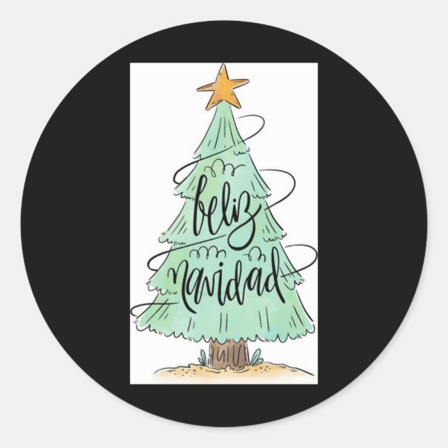 Feliz Navidad Christmas Tree T Shirt  Classic Round Sticker (Front)