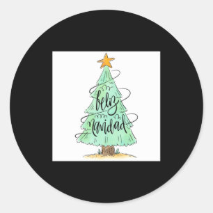 Feliz Navidad Christmas Tree T Shirt  Classic Round Sticker