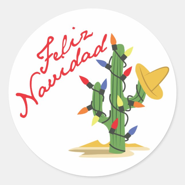 Feliz Navidad Classic Round Sticker (Front)