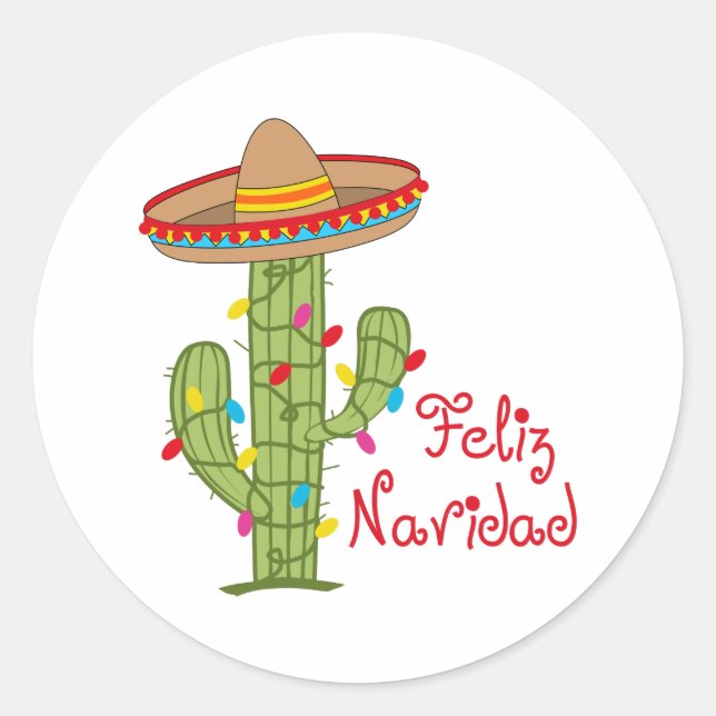 Feliz Navidad Classic Round Sticker (Front)