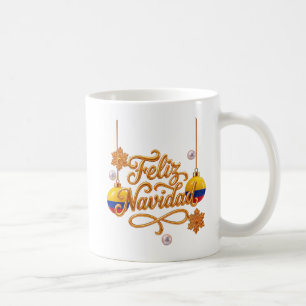 Feliz Navidad Colombia Gold Christmas Coffee Mug