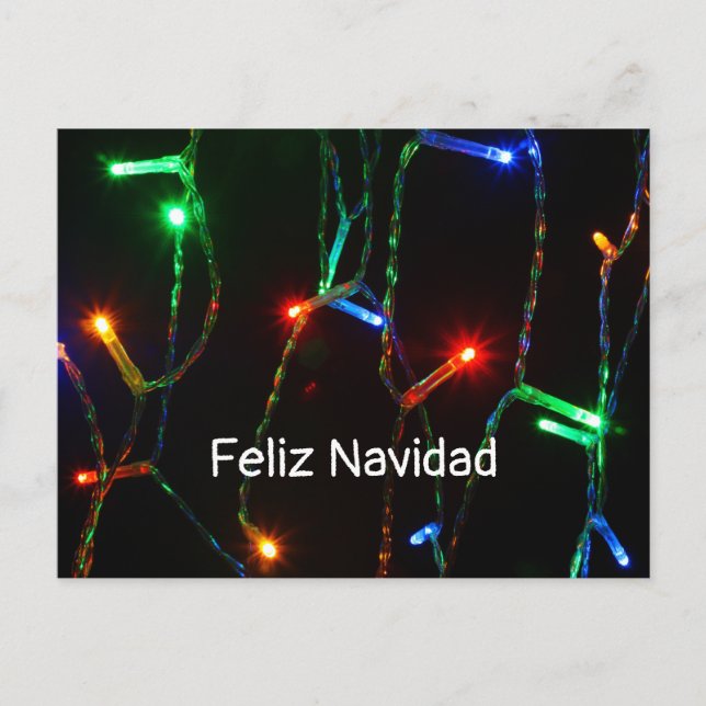 "Feliz Navidad" colourful Christmas lights Postcard (Front)