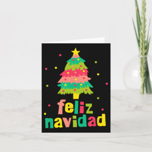 Feliz Navidad Colourful Xmas Tree Spanish Christma Card