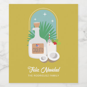 Feliz Navidad Coquito Food and Beverage Label Set