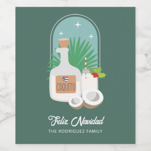 Feliz Navidad Coquito Food and Beverage Label Set