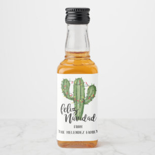 Feliz Navidad Custom Christmas Mini Liquor Liquor Bottle Label