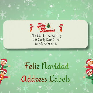 Feliz Navidad Cute Festive Elves Return Address