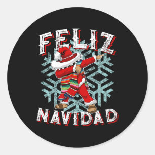 Feliz Navidad Dabbing Christmas Sombrero Classic Round Sticker