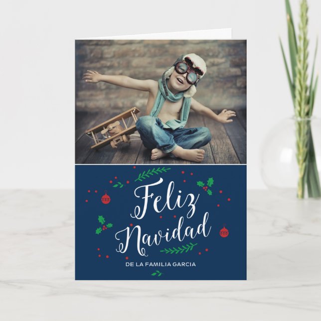 Feliz Navidad del muérdago felicitación Holiday Card (Front)