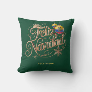 Feliz Navidad Ecuador Personalized Christmas Throw Pillow