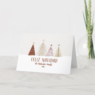 Feliz Navidad Elegant Trees Snow Festive Custom    Holiday Card