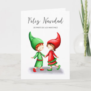 Feliz Navidad Elves Spanish Christmas Card