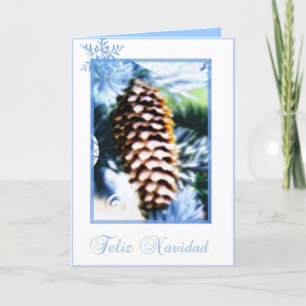 feliz navidad fir tree cone spanish merry christma holiday card