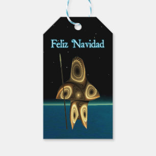 Feliz Navidad - Fractal Inuit Hunter Gift Tags