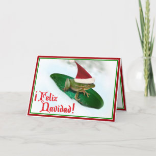 Feliz Navidad - Frog Dashing Through the Snow Holiday Card