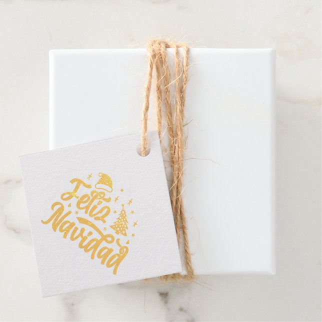 Feliz Navidad Gold Favour Tags (With Box)