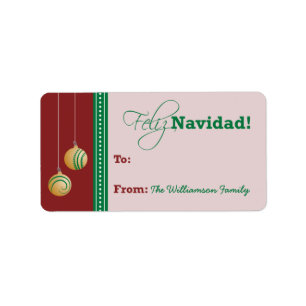 Feliz Navidad Holiday Gift Tag (red)