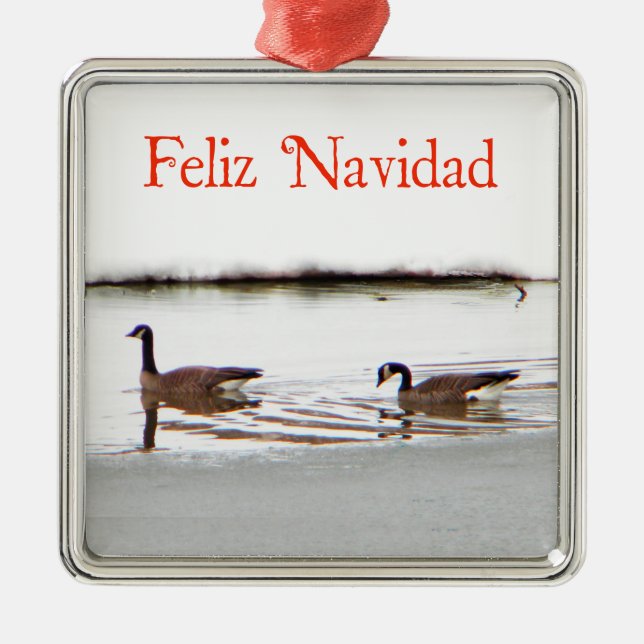 Feliz Navidad - Honkers - Canada Geese Metal Ornament (Front)