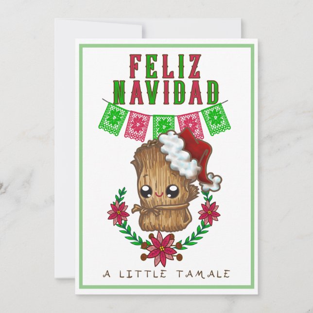 Feliz Navidad - Little Tamale Spanish/English Text Holiday Card (Front)