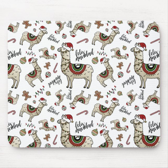 Feliz Navidad Llama Mousepad (Front)