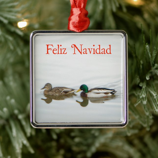 Feliz Navidad - Mallards Metal Ornament (Tree)