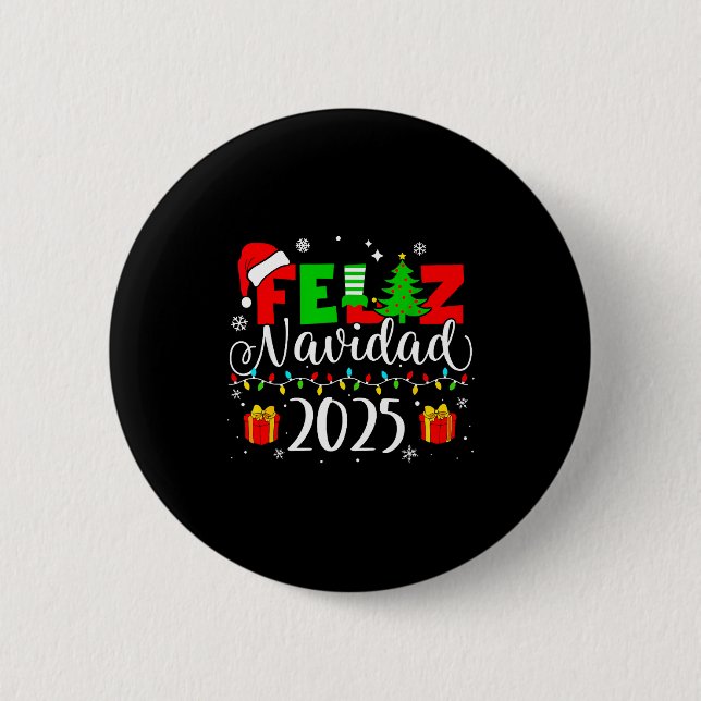 Feliz Navidad Matching Family Spanish Christmas Me 2 Inch Round Button (Front)