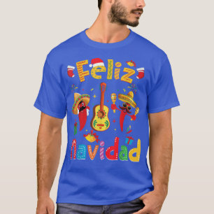 Feliz Navidad Meican Fiesta Hot Pepper Guitar Xmas T-Shirt