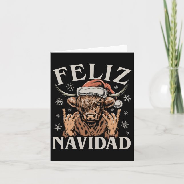 Feliz Navidad Meme Emo Cow Funny Meme Christmas  Card (Front)
