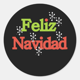Feliz Navidad Merry Christmas Classic Round Sticker