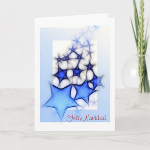 Feliz Navidad Merry Christmas in Spanish and stars Holiday Card