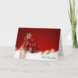 Feliz Navidad Merry Christmas in Spanish baubles Holiday Card