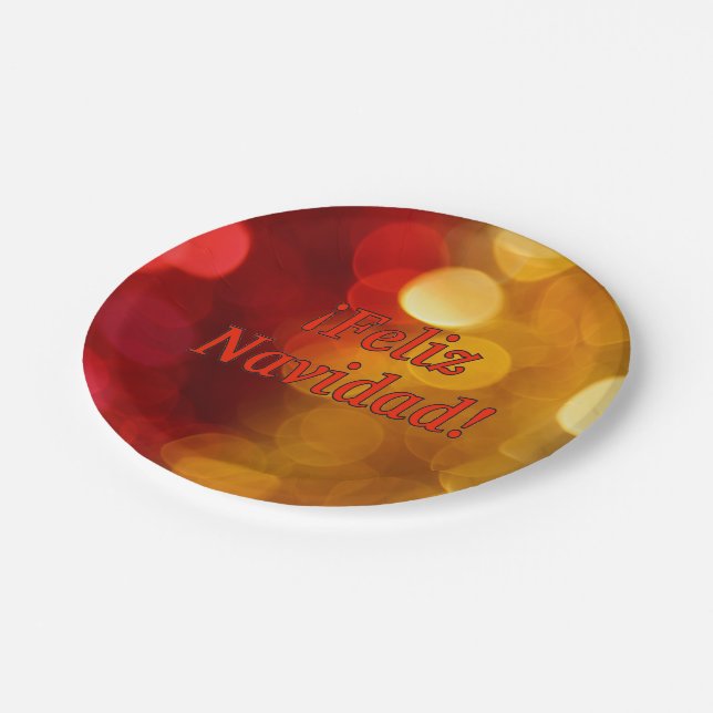 ¡Feliz Navidad! Merry Christmas in Spanish rf Paper Plate (Angled)