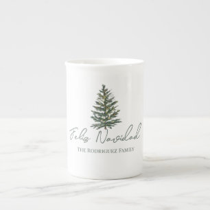 Feliz Navidad-Merry Christmas Tree and Lights Bone China Mug