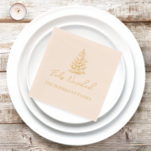 Feliz Navidad-Merry Christmas Tree and Lights Foil Napkins