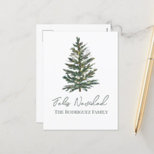 Feliz Navidad-Merry Christmas Tree and Lights Holiday Postcard