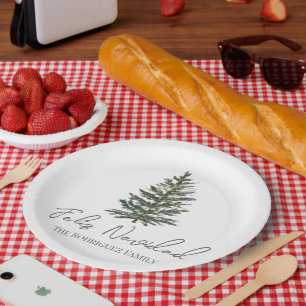 Feliz Navidad-Merry Christmas Tree and Lights  Paper Plate