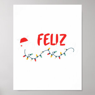Feliz Navidad Merry Christmas Xmas Lights Pyjamas  Poster