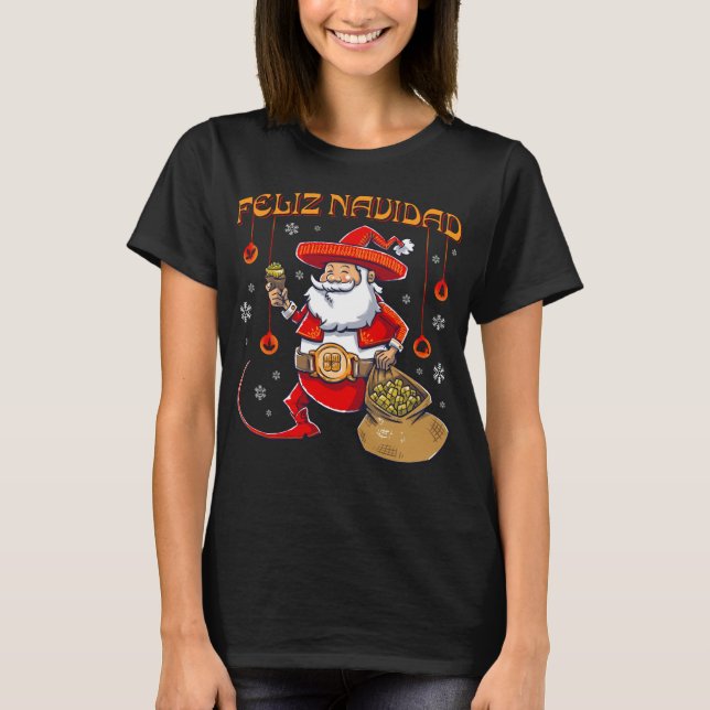 Feliz Navidad Mexican Christmas Mexican Farmer T-Shirt (Front)