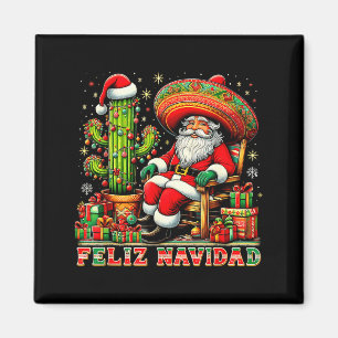 Feliz Navidad Mexican Christmas Santa Sombrero Cac Magnet