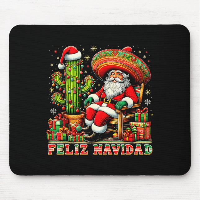 Feliz Navidad Mexican Christmas Santa Sombrero Cac Mouse Pad (Front)