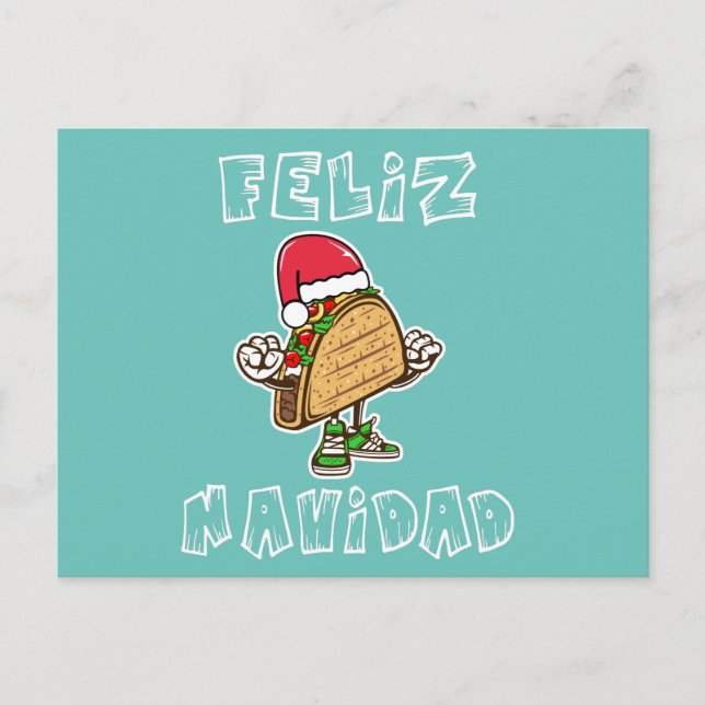 Feliz Navidad Mexican Christmas Santa Taco Postcard (Front)