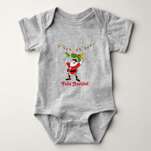 Feliz Navidad Mexican Santa With Pepper Lights Baby Bodysuit