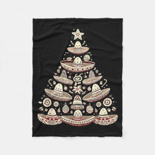 Feliz Navidad Mexican Sombrero Christmas Tree Men  Fleece Blanket