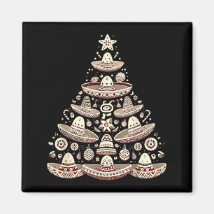 Feliz Navidad Mexican Sombrero Christmas Tree Men  Magnet